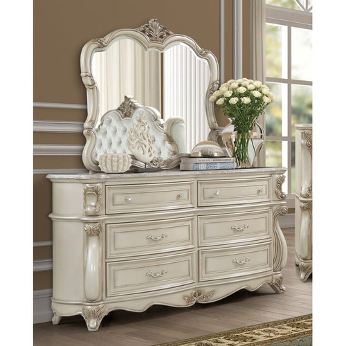 New Classic Furniture Monique Champagne Dresser with Marble Top