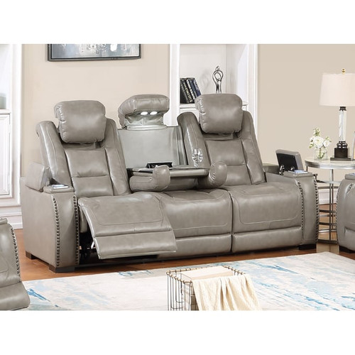 New Classic Furniture Breckenridge Light Gray Sofa with Dual Recliner