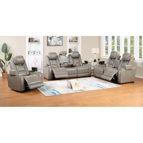 New Classic Furniture Breckenridge Light Gray Sofa with Dual Recliner