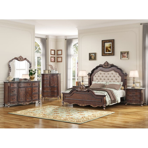 New Classic Furniture Constantine Cherry Nightstand with Marble Top