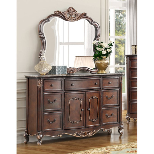 New Classic Furniture Constantine Cherry Dresser with Marble Top