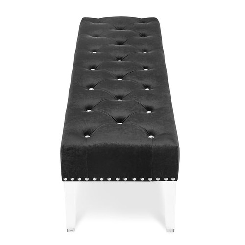 New Classic Furniture Vivian Black Benches with Crystal Buttons