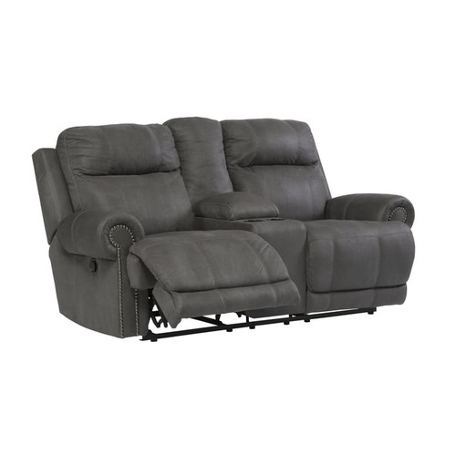 Ashley Furniture Austere Gray Double Reclining Console Loveseat