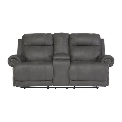 Ashley Furniture Austere Gray Double Reclining Console Loveseat