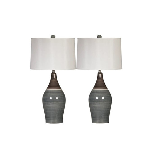 2 Ashley Furniture Niobe Gray Ceramic Table Lamps