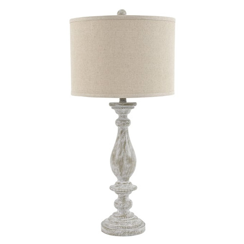 2 Ashley Furniture Bernadate Whitewash Poly Table Lamps