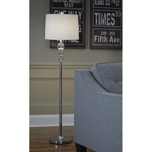 Ashley Furniture Joaquin Clear Chrome Crystal Floor Lamp