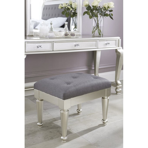 Ashley Furniture Coralayne Silver Upholstered Stool