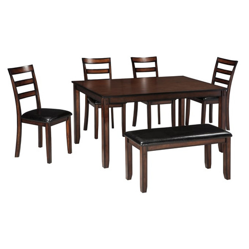 Ashley Furniture Coviar Brown 6pc Dining Room Table Set