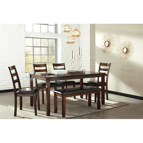 Ashley Furniture Coviar Brown 6pc Dining Room Table Set