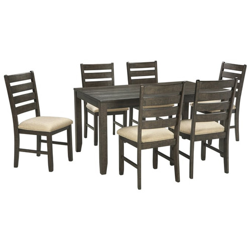 Ashley Furniture Rokane Brown 7pc Dining Room Table Set