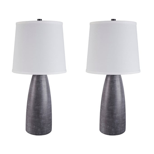 2 Ashley Furniture Shavontae Gray Poly Table Lamps