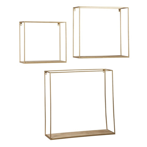 Ashley Furniture Efharis Natural Gold 3pc Wall Shelf Set