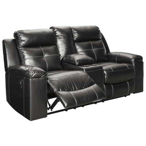Ashley Furniture Kempten Black Double Recliner Loveseat With Console