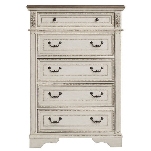 Ashley Furniture Realyn Chipped White Five Drawer Chest