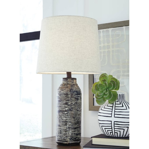 2 Mahima Casual Black White Paper Table Lamps