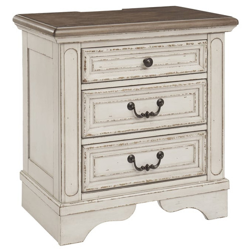 Ashley Furniture Realyn Chipped White Three Drawer Night Stand