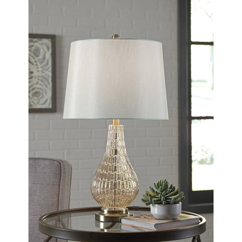 Ashley Furniture Latoya Champagne Glass Table Lamp