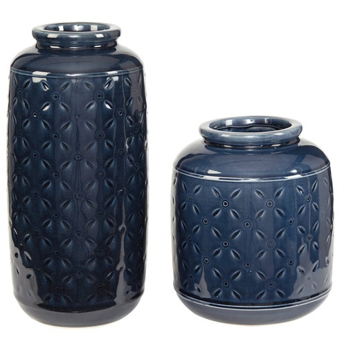 Ashley Furniture Marenda Navy Blue 2pc Vase Set