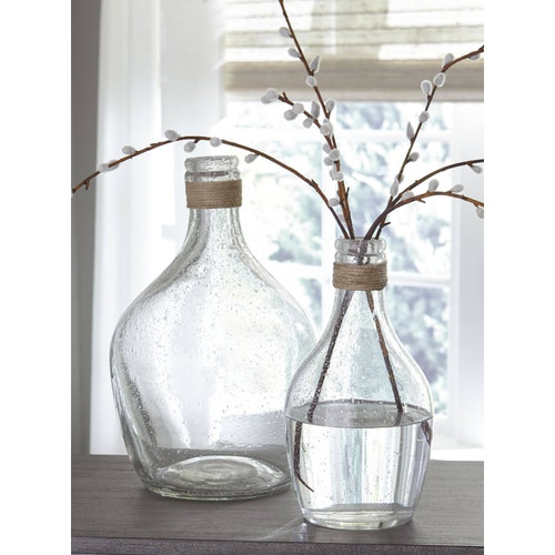 Ashley Furniture Marcin Clear Glass 2pc Vase Set