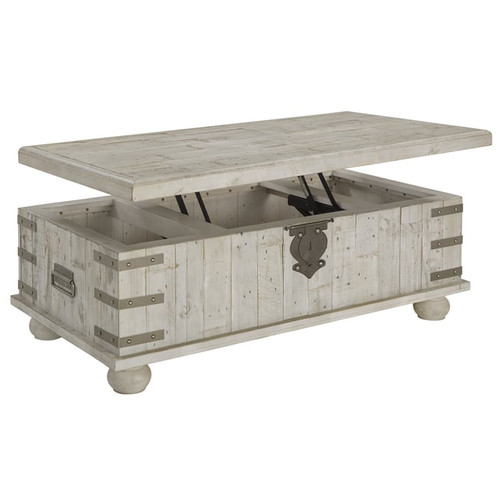 Ashley Furniture Carynhurst White Wash Gray Lift Top Cocktail Table