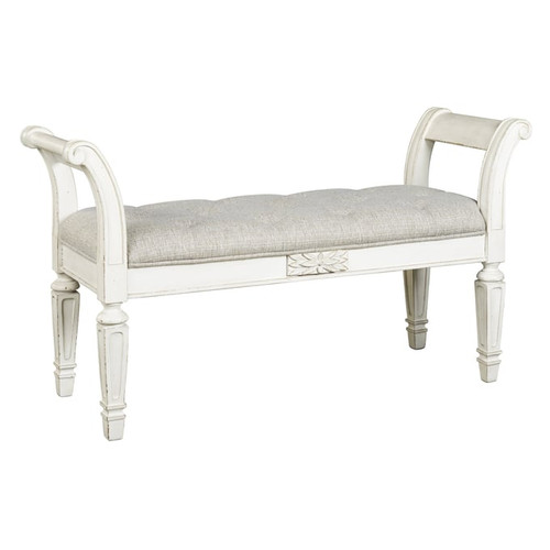 Ashley Furniture Realyn Beige Antique White Accent Bench