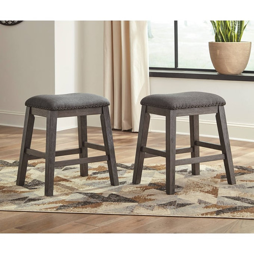 2 Ashley Furniture Caitbrook Dark Gray Upholstered Stools