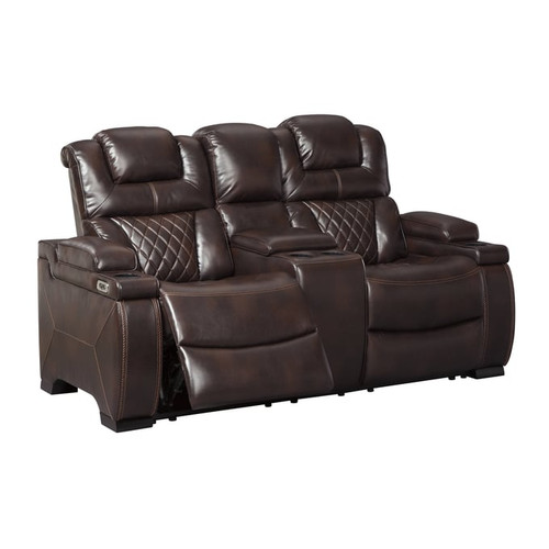 Ashley Furniture Warnerton Chocolate Power Reclining Console Loveseat