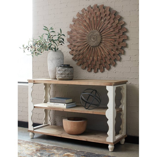 Ashley Furniture Alwyndale Antique White Brown Console Sofa Table