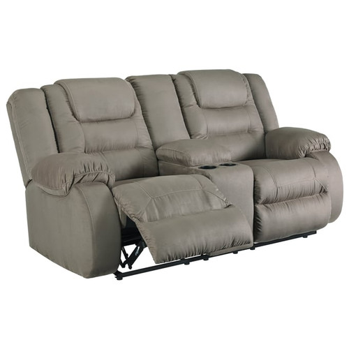 Ashley Furniture McCade Cobblestone Double Reclining Loveseat With Console