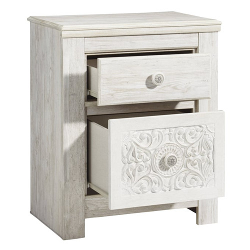 Ashley Furniture Paxberry Whitewash Two Drawer Night Stand