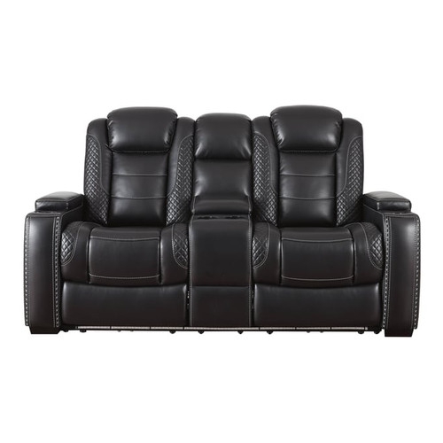 Ashley Furniture Party Time Midnight Power Reclining Console Loveseat