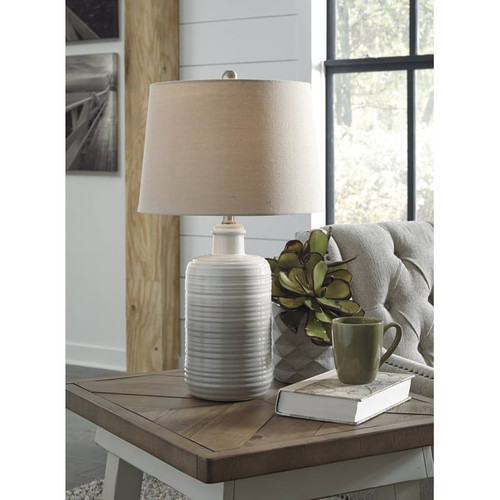 2 Ashley Furniture Marnina Taupe Ceramic Table Lamps