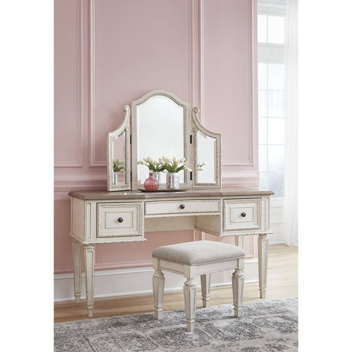 Ashley Furniture Realyn Chipped White Vanity Set