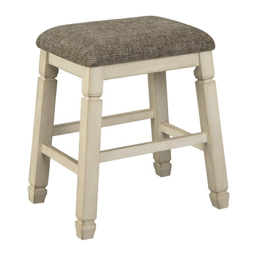 2 Ashley Furniture Bolanburg Antique White Upholstered Stools