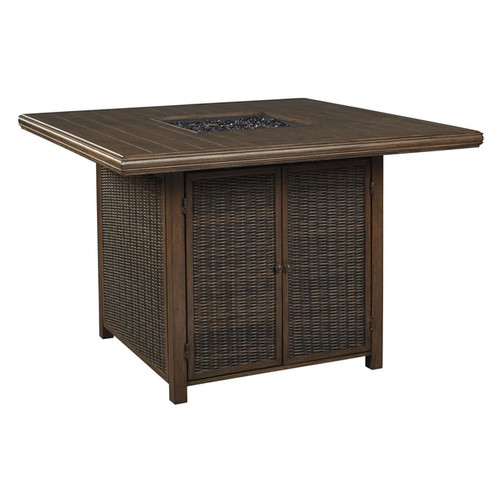 Ashley Furniture Paradise Trail Medium Brown Square Bar Table With Fire Pit