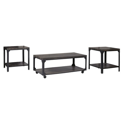 Ashley Furniture Jandoree Brown Black 3pc Occasional Table Set