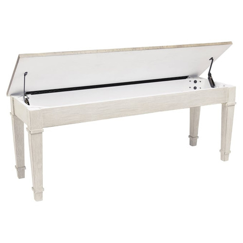 Ashley Furniture Skempton White Light Brown Storage Dining Bench