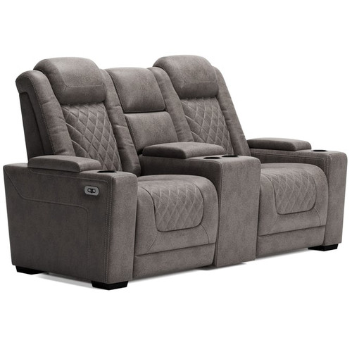 Ashley Furniture HyllMont Gray Power Reclining Loveseat With Headrest