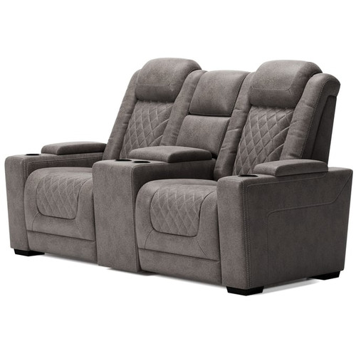 Ashley Furniture HyllMont Gray Power Reclining Loveseat With Headrest