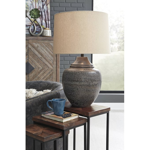 Ashley Furniture Olinger Brown Metal Table Lamp