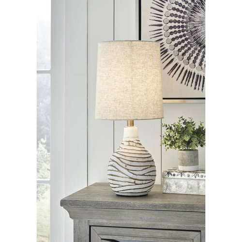 Ashley Furniture Aleela White Gold Metal Table Lamp