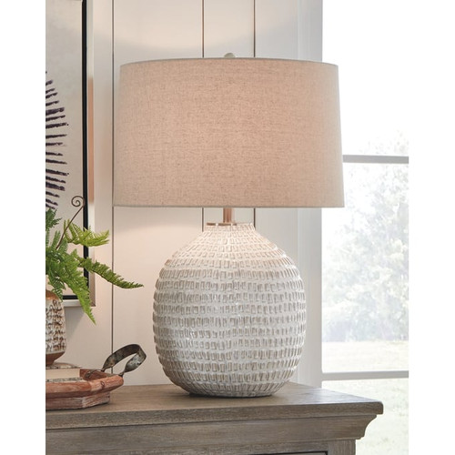 Ashley Furniture Jamon Beige Ceramic Table Lamp