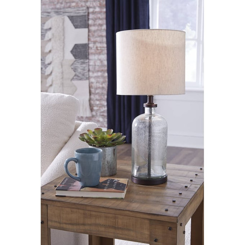 Ashley Furniture Bandile Bronze Clear Glass Table Lamp