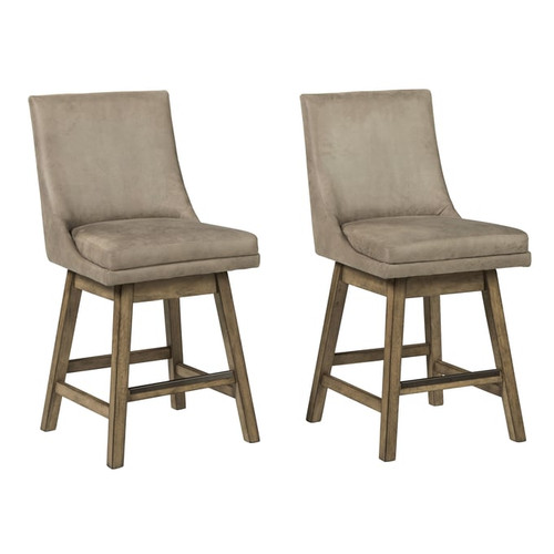 2 Ashley Furniture Tallenger Beige Upholstered Swivel Barstools