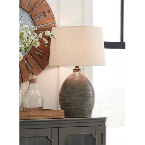 Ashley Furniture Joyelle Gray Terracotta Table Lamp