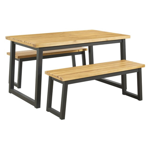 Ashley Furniture Town Wood 3pc Outdoor Dining Table Set