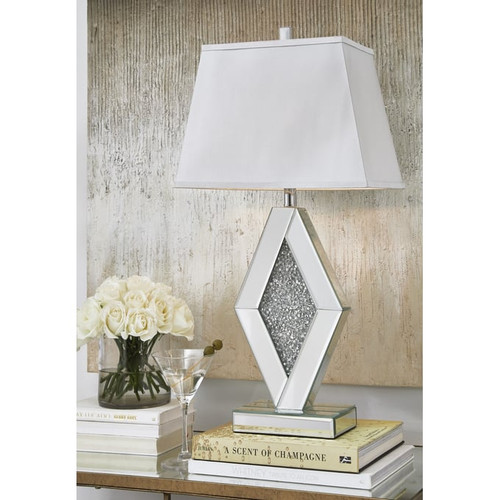 Ashley Furniture Prunella Silver Mirror Table Lamp