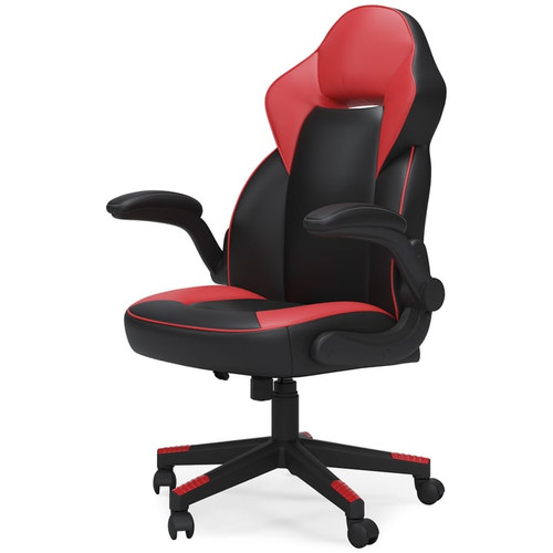 Ashley Furniture Lynxtyn Red Black Faux Leather Swivel Desk Chair