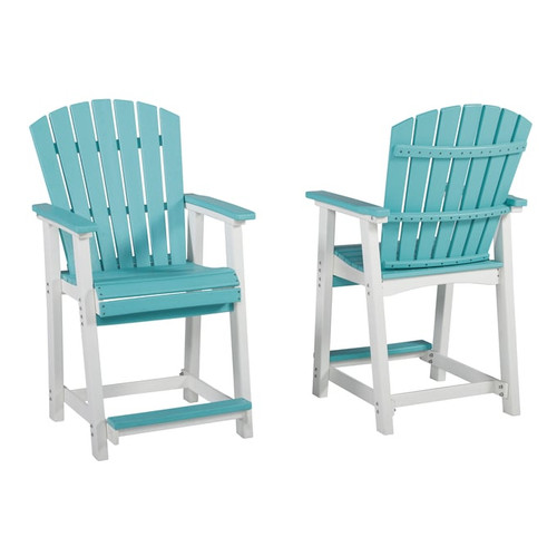 2 Ashley Furniture Eisely Turquoise White Bar Stools